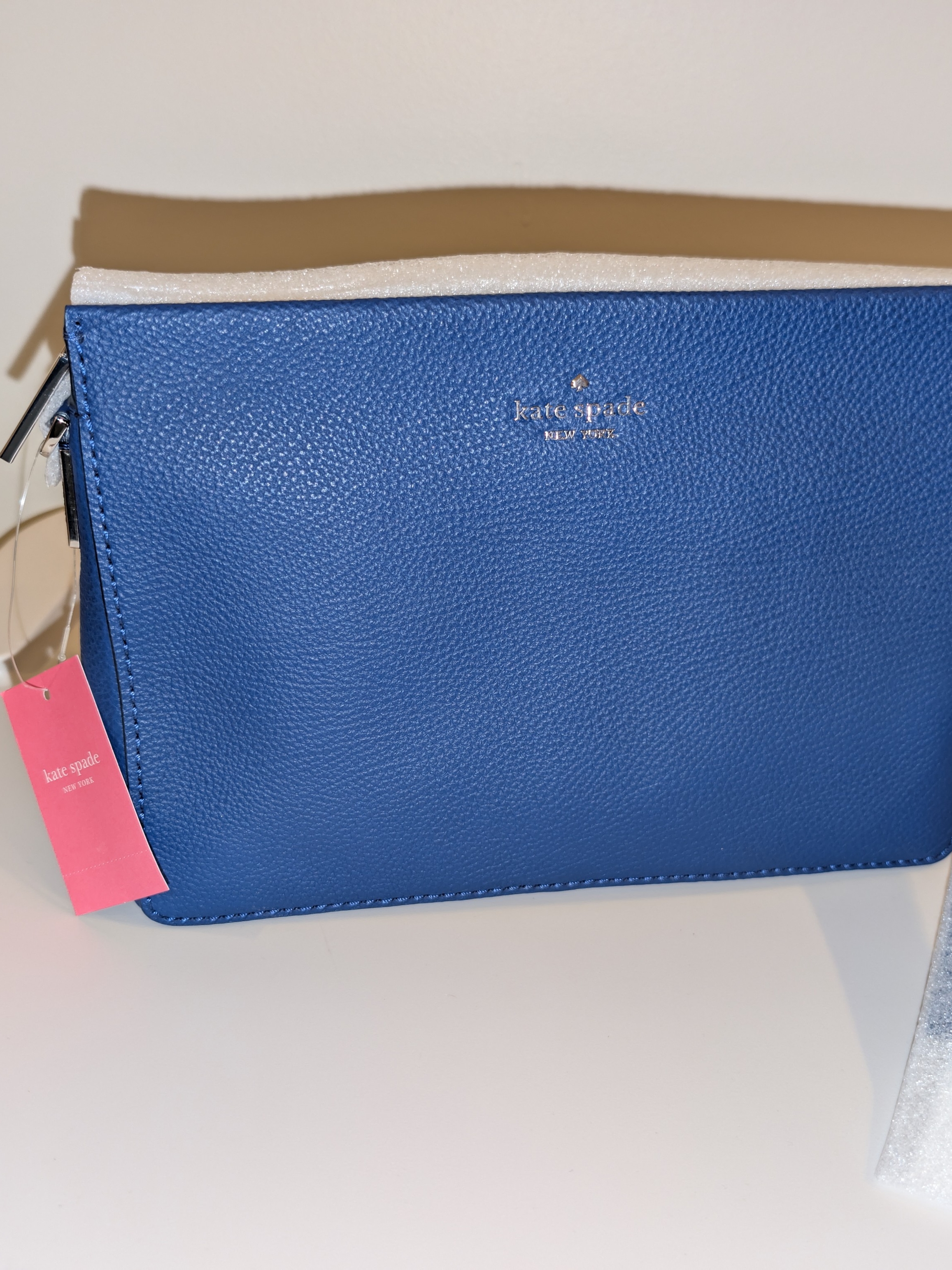 Kate Spade Cobalt Blue Pebble Leather Wristlet Clutch